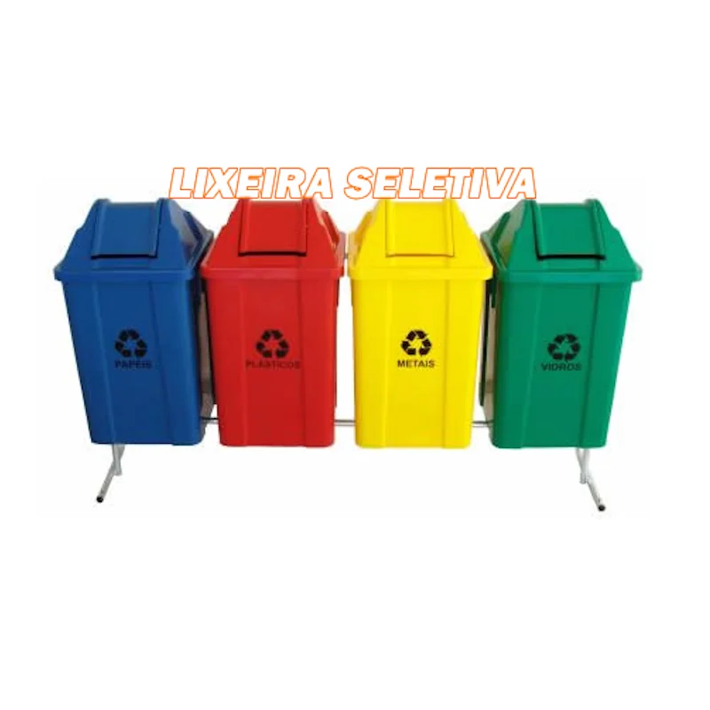 kit lixeira seletiva basculante 100 litros