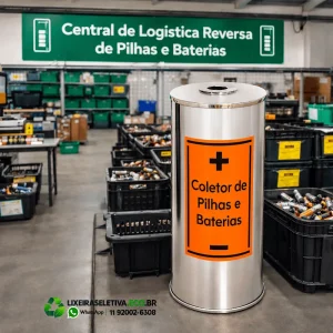Coletor Inox de Pilhas Baterias