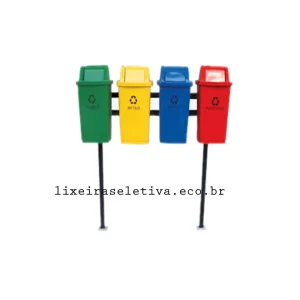 kit lixeiras seletivas tampa vai vem fibra