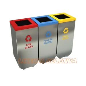 lixeira seletiva inox quadrada com aro pintado