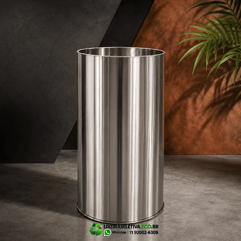 Lixeira inox redonda sem tampa